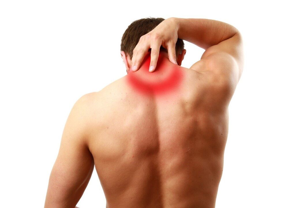 Cervicale osteochondrose is een gevolg van overbelasting en verzwakking van de elasticiteit van de spieren in het nekgebied